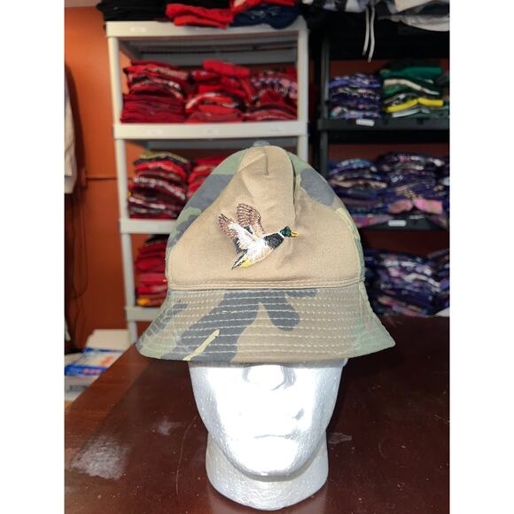 Vintage Winchester Camo Bucket Hat Duck Hunting Hunt Graphic Green brown 90s OS - Picture 1 of 8
